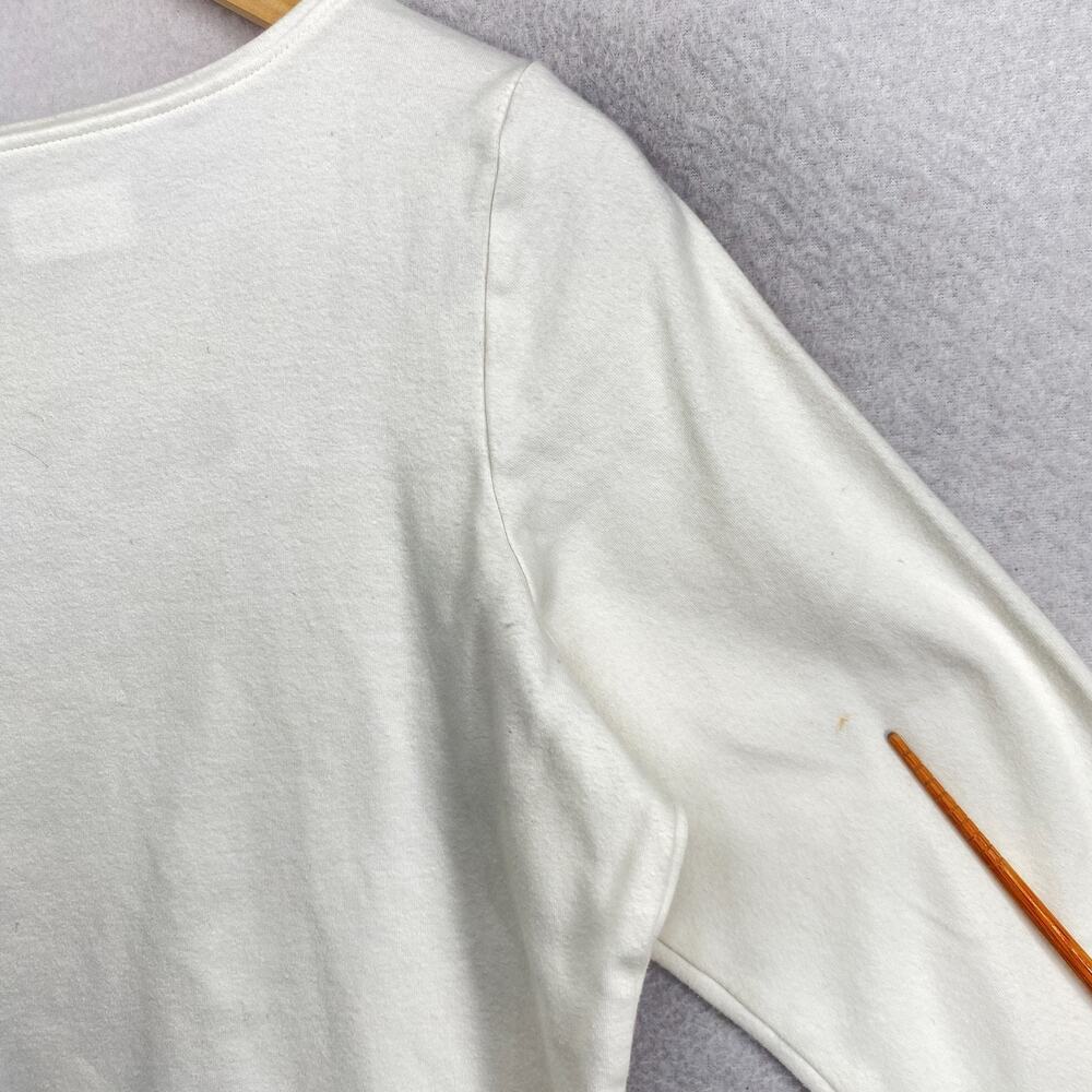 EILEEN FISHER Top M Cotton Interlock Jersey Boat Neck 3/4 Sleeve White - Picture 11 of 12